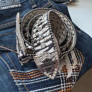 Harley-Davidson Cattle Hair Studded BB Leather Belt